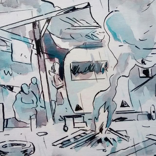Un peu de pluie en aquarelle dans une autre gamme image 1